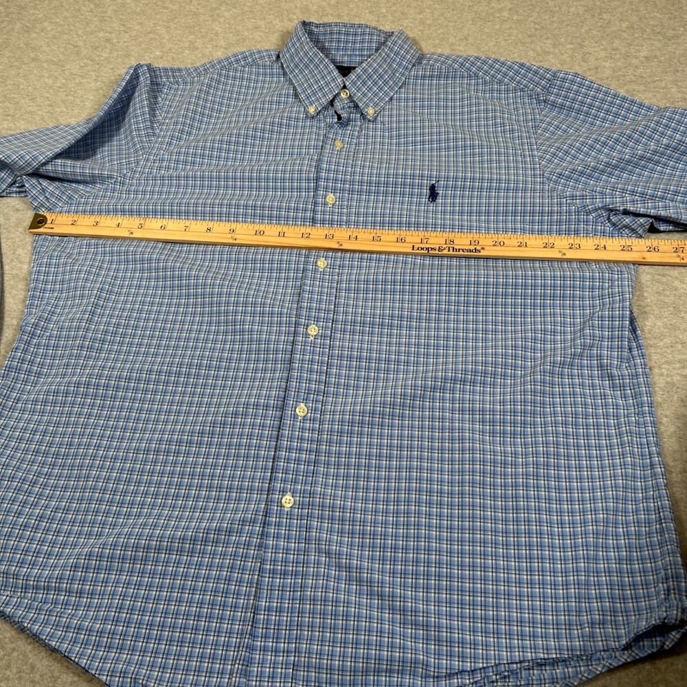 Ralph Lauren Plaid Button Down Mens XL Blue Long Sleeve Preppy Officewear - Picture 6 of 7